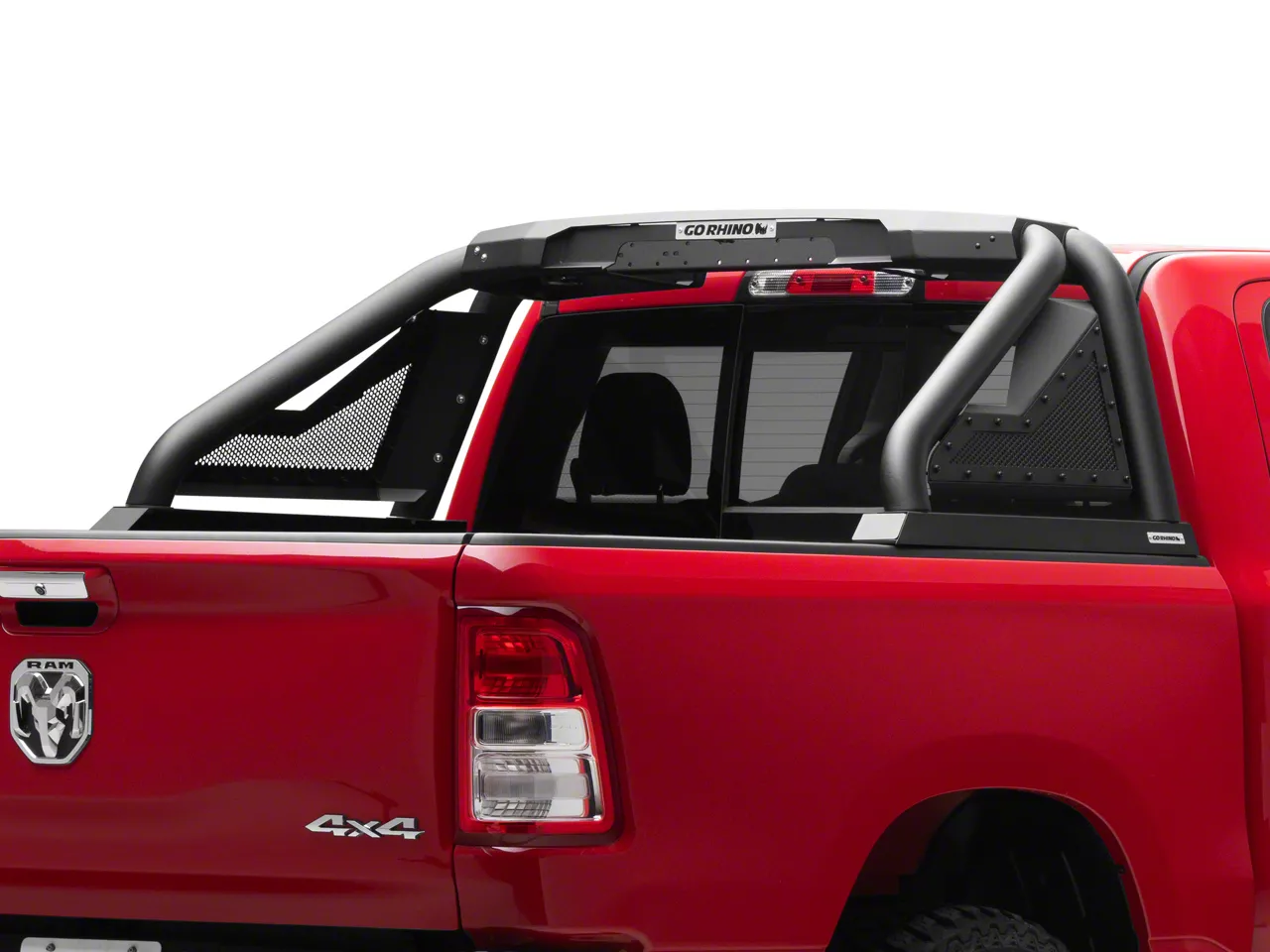 Go Rhino Sport Bar 2.0 Roll Bar with Power Actuated Retractable Light Mount; Textured Black (19-26 RAM 1500 w/o RAM Box)