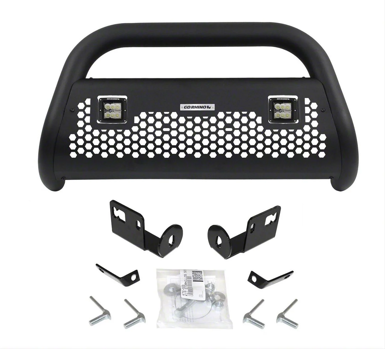 Go Rhino RC2 LR Bull Bar with Two 3-Inch Cube Lights; Textured Black (03-05 RAM 2500)