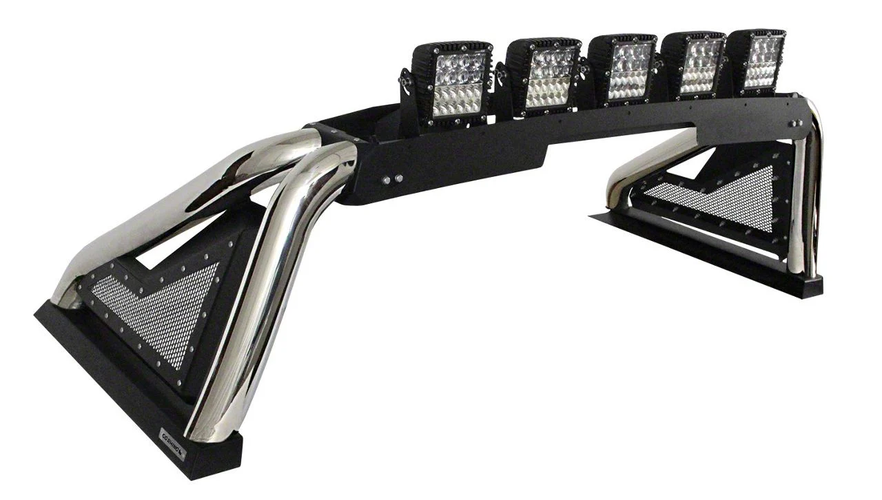 Go Rhino Sport Bar 2.0 Roll Bar with Power Actuated Retractable Light Mount; Polished (10-26 RAM 2500)