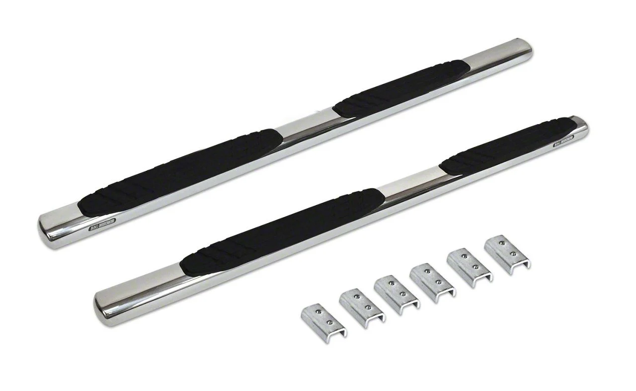 Go Rhino 4-Inch OE Xtreme Side Step Bars; Polished (19-26 Sierra 1500 Double Cab)
