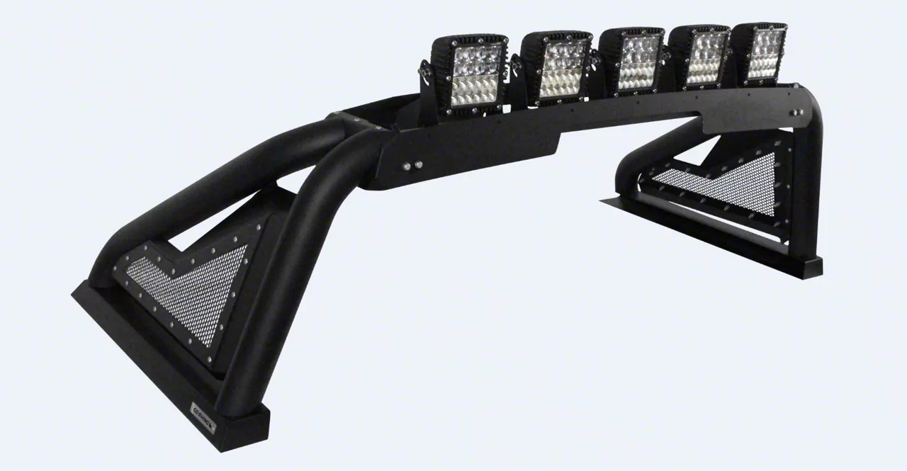 Go Rhino Sport Bar 2.0 Roll Bar with Power Actuated Retractable Light Mount; Textured Black (20-26 Sierra 2500 HD)