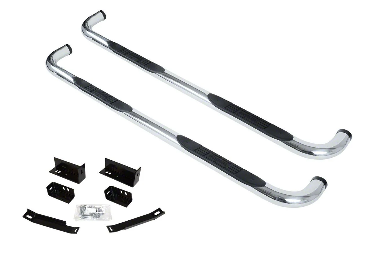 Go Rhino 3-Inch 4000 Series Cab Length Side Step Bars; Polished (14-18 Silverado 1500 Double Cab)