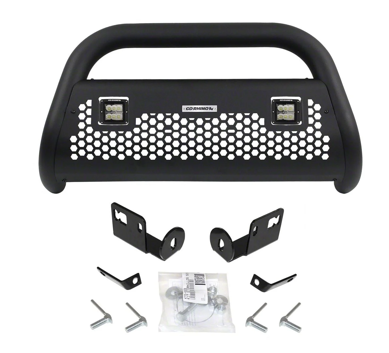 Go Rhino RC2 LR Bull Bar with Two 3-Inch Cube Lights; Textured Black (03-06 Silverado 1500)