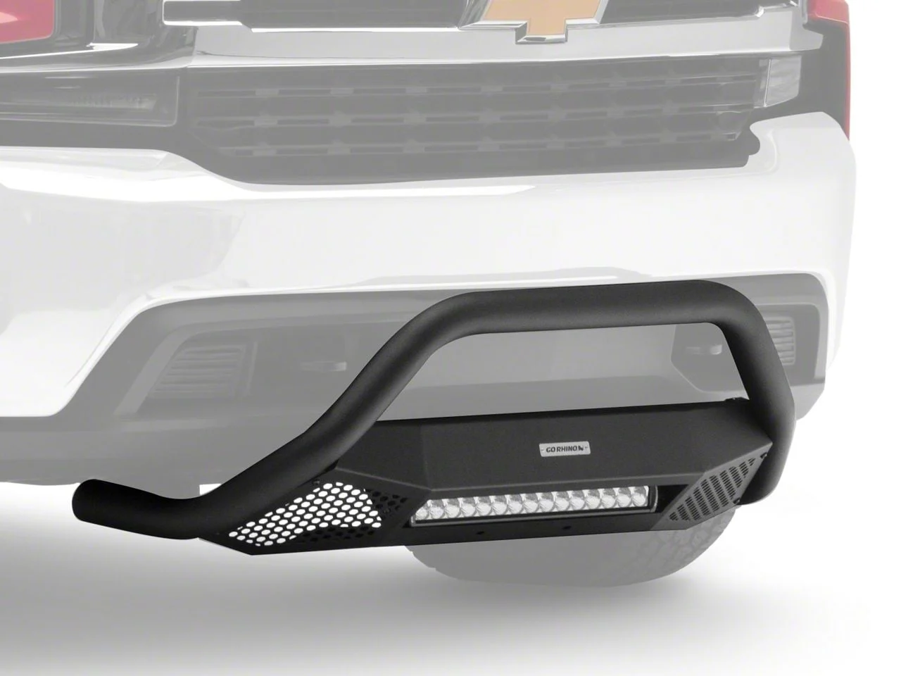 Go Rhino RC4 LR Bull Bar with 20-Inch LED Light Bar; Textured Black (19-26 Silverado 1500, Excluding ZR2)