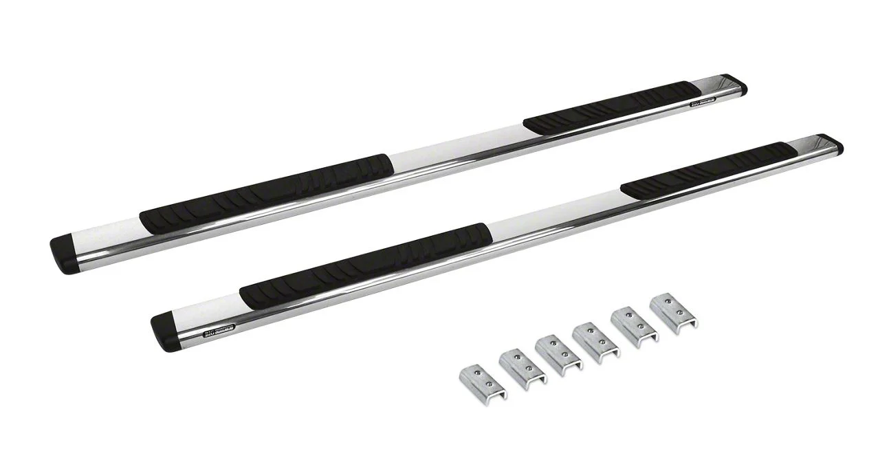 Go Rhino 5-Inch OE Xtreme Low Profile Side Step Bars; Polished (19-26 Silverado 1500 Double Cab)