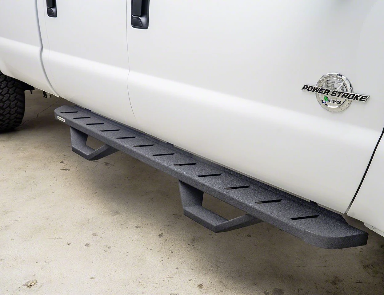 Go Rhino RB10 Running Boards with Drop Steps; Textured Black (15-19 6.0L Silverado 2500 HD Double Cab)