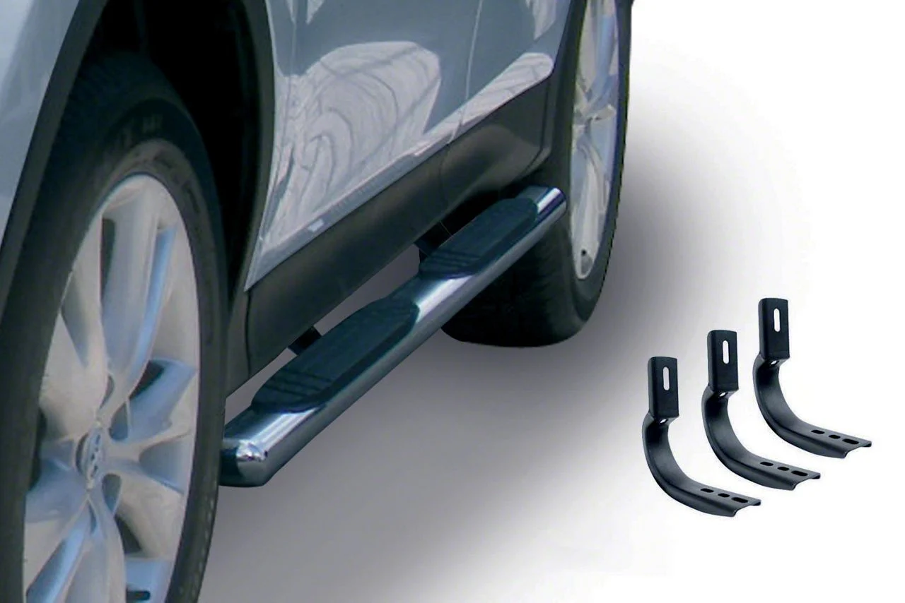 Go Rhino 4-Inch OE Xtreme Side Step Bars; Polished (07-10 Silverado 2500 HD Extended Cab)