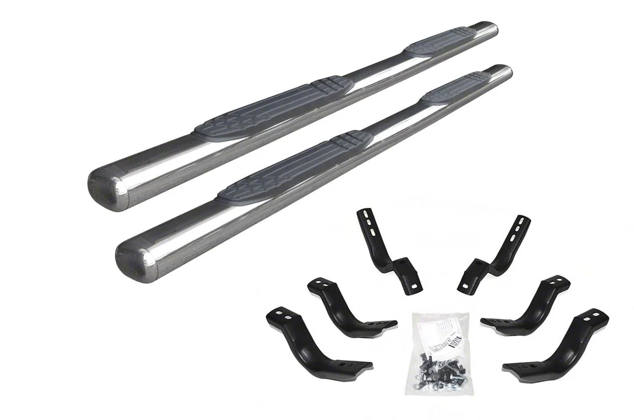 Go Rhino 4-Inch 1000 Series Side Step Bars; Polished (11-14 6.6L Duramax Silverado 3500 HD Crew Cab)