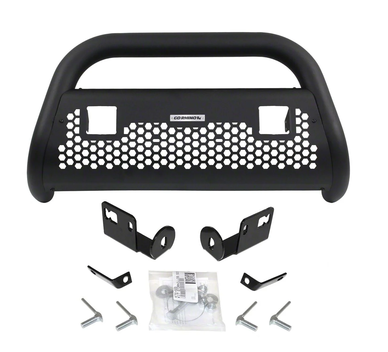 Go Rhino RC2 LR Bull Bar with Two Cube Light Mounting Brackets; Textured Black (07-19 Silverado 3500 HD w/o Driver Alert Package)