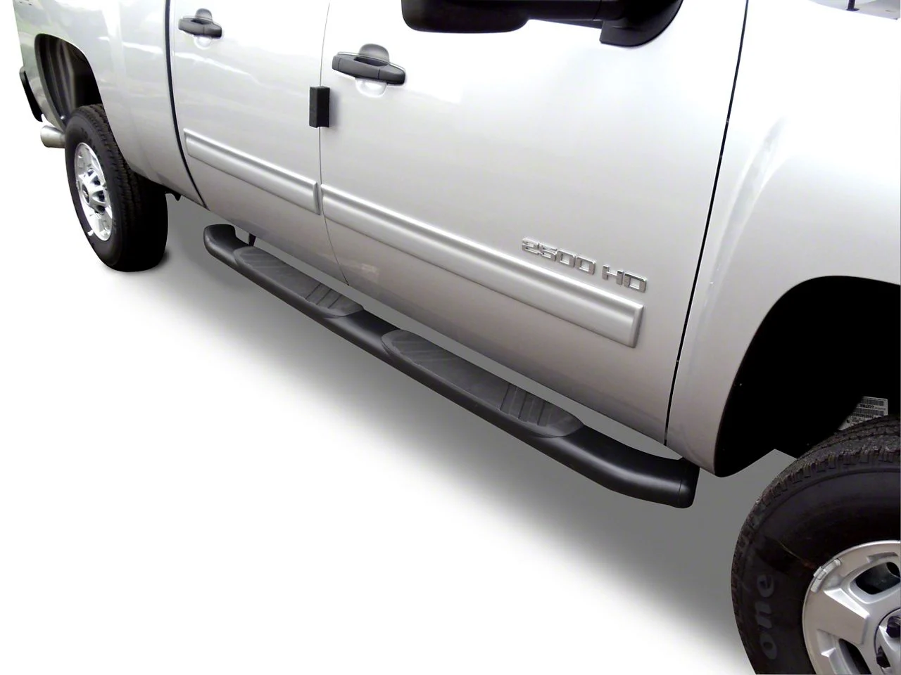Go Rhino 5-Inch OE Xtreme Composite Side Step Bars; Black (20-26 Silverado 3500 HD Crew Cab)