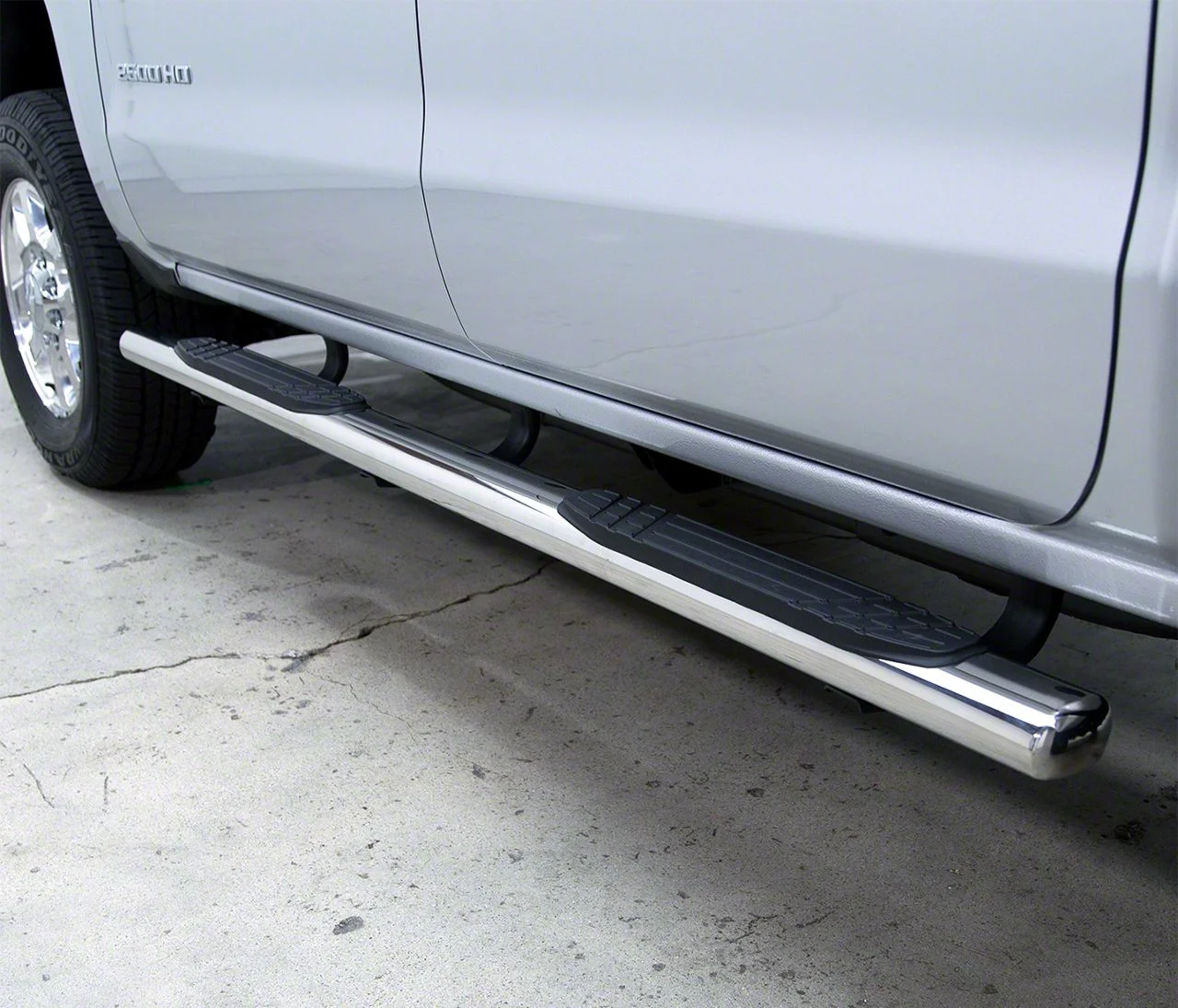 Go Rhino 4-Inch OE Xtreme Side Step Bars; Polished (17-26 F-250 Super Duty SuperCab)