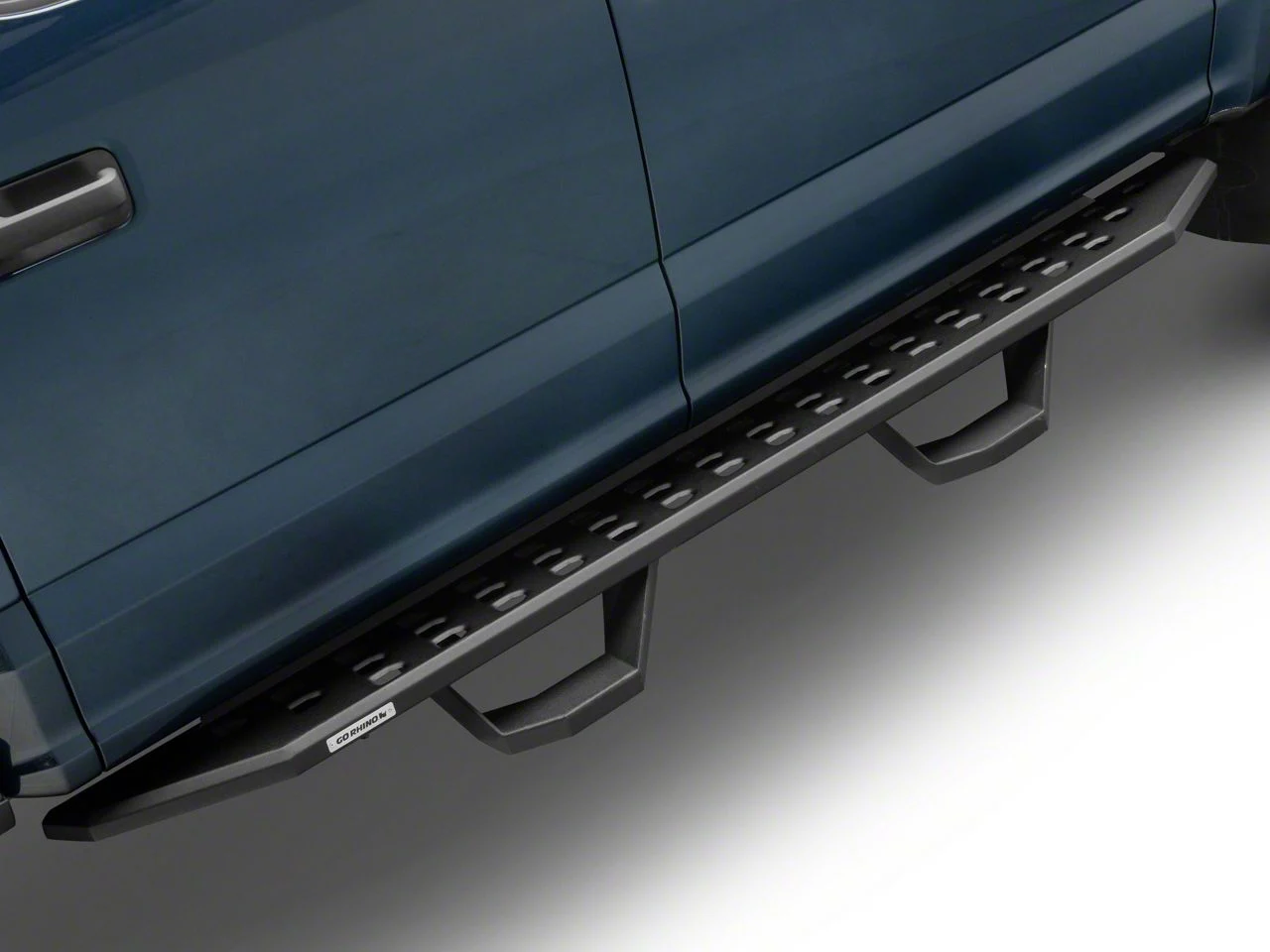 Go Rhino RB20 Running Boards with Drop Steps; Textured Black (17-26 F-250 Super Duty SuperCrew)