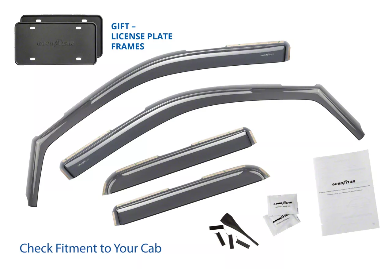 Goodyear Car Accessories Shatterproof in-Channel Window Deflectors (09-18 RAM 1500 Quad Cab)