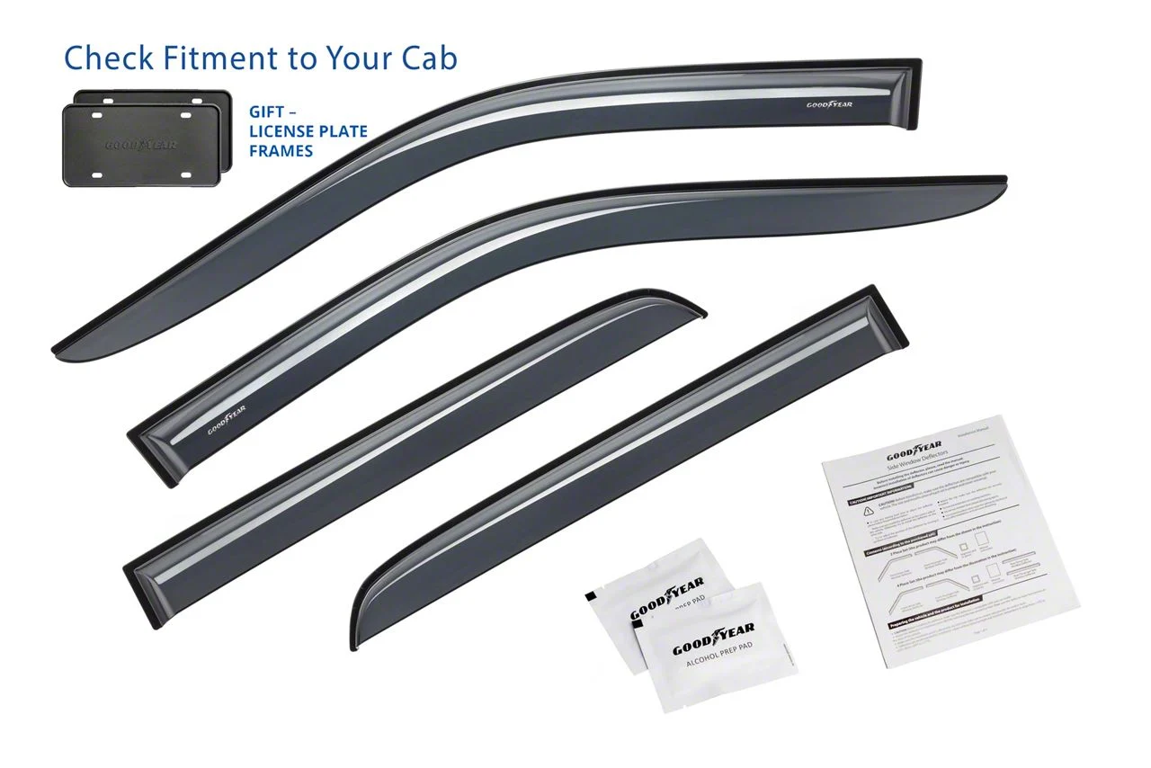 Goodyear Car Accessories Shatterproof Tape-On Window Deflectors (09-18 RAM 1500 Crew Cab)