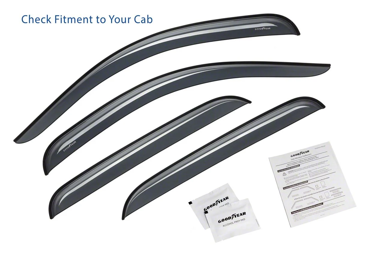 Goodyear Car Accessories Shatterproof Tape-On Window Deflectors (07-13 Silverado 1500 Crew Cab)