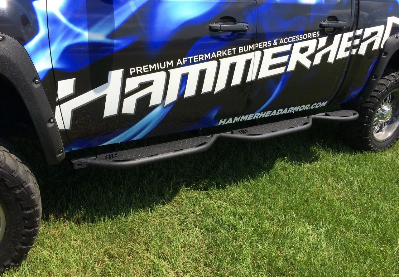 Hammerhead Cab Length Running Boards; Black (07-13 Silverado 1500 Extended Cab)