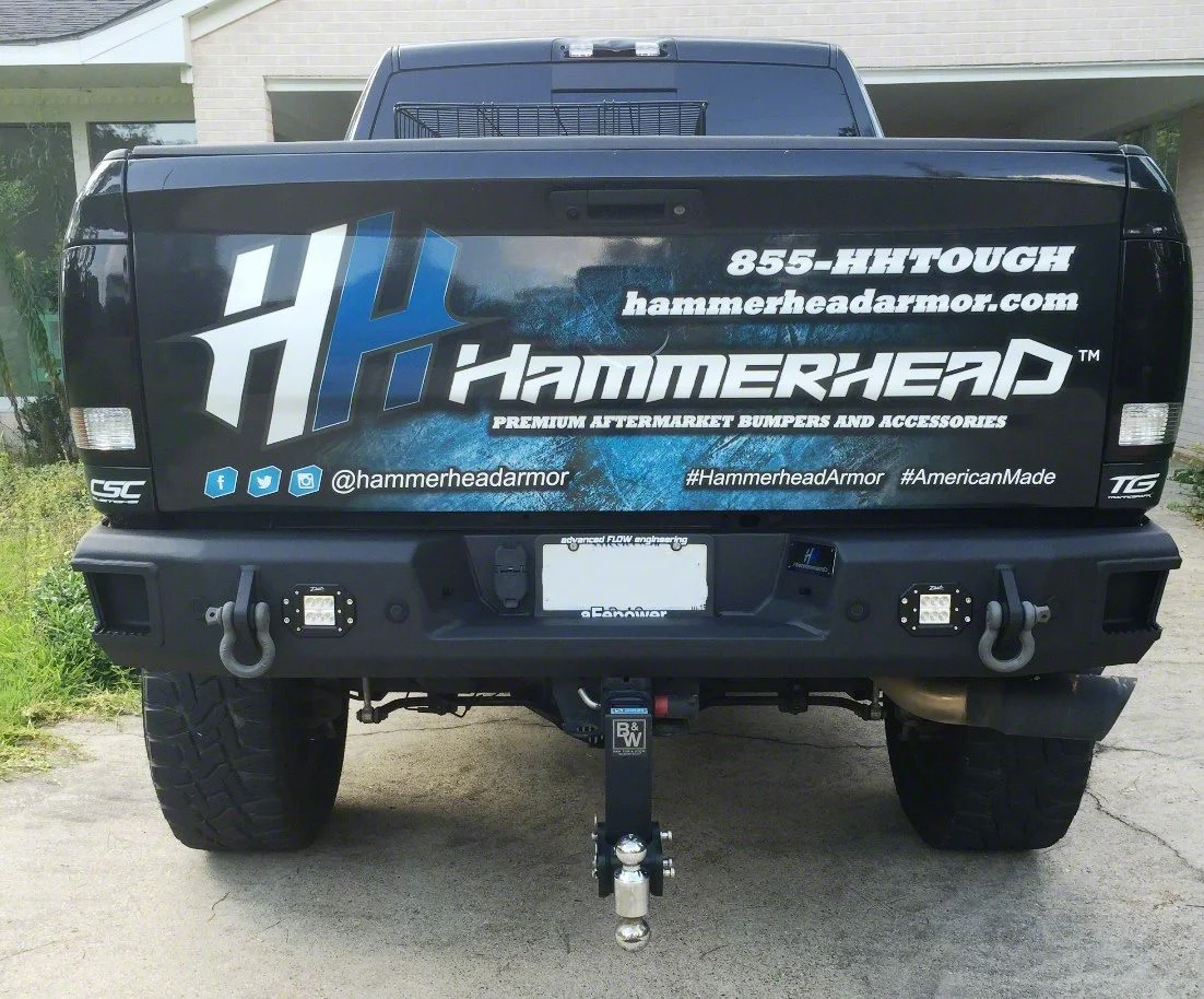 Hammerhead Rear Bumper with Flush Mount Reverse Light Cutouts (09-18 RAM 1500 w/o Factory Dual Exhaust)