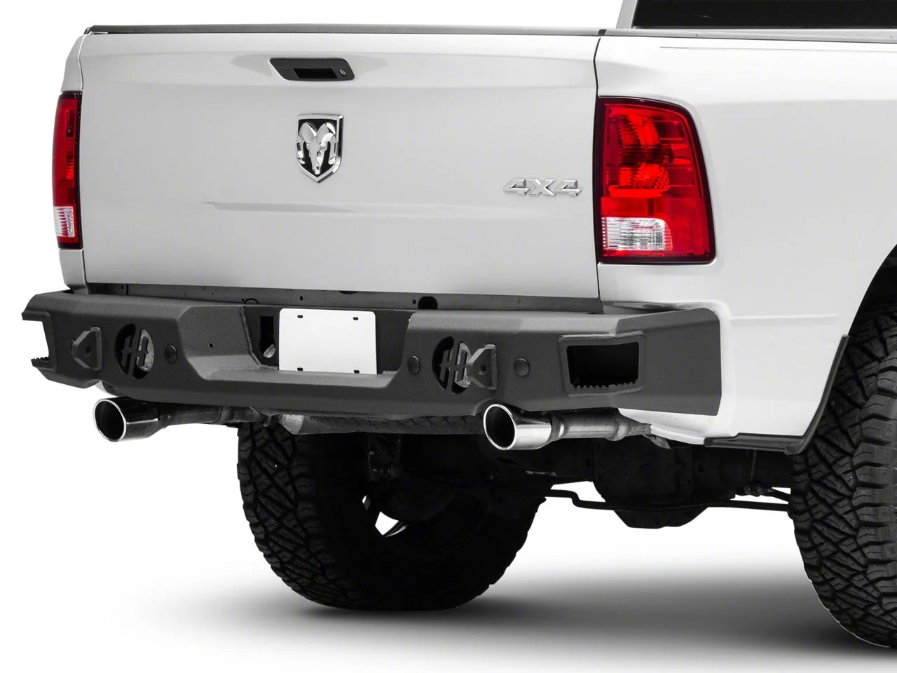 Hammerhead Rear Bumper with Round Reverse Light Cutouts (09-18 RAM 1500 w/ Factory Dual Exhaust)