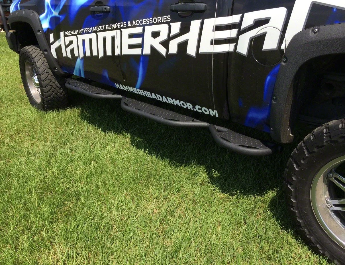 Hammerhead Wheel to Wheel Running Boards; Black (07-13 Sierra 1500 Crew Cab)