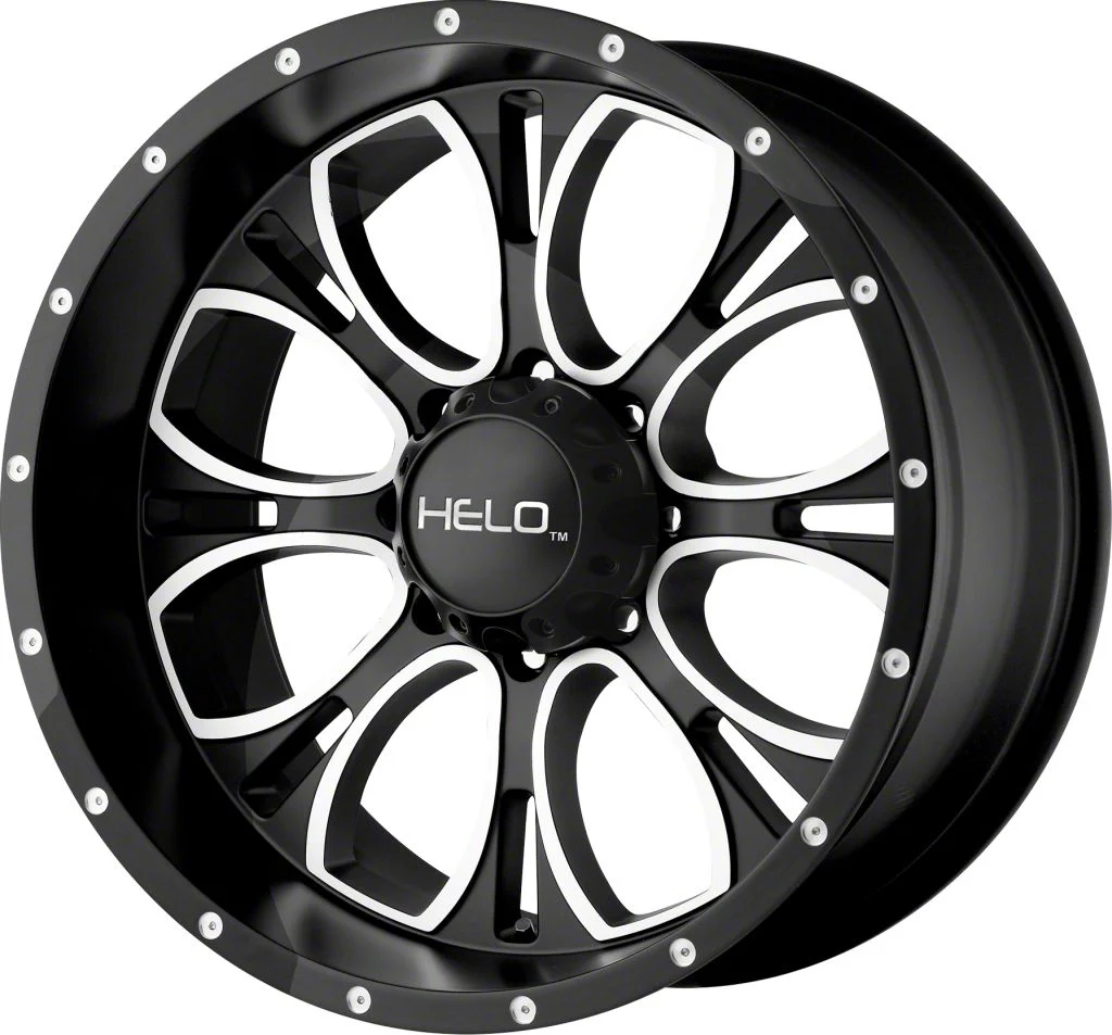 HELO HE879 Gloss Black Machined and Milled 6-Lug Wheel; 20x9; 18mm Offset (14-18 Sierra 1500)