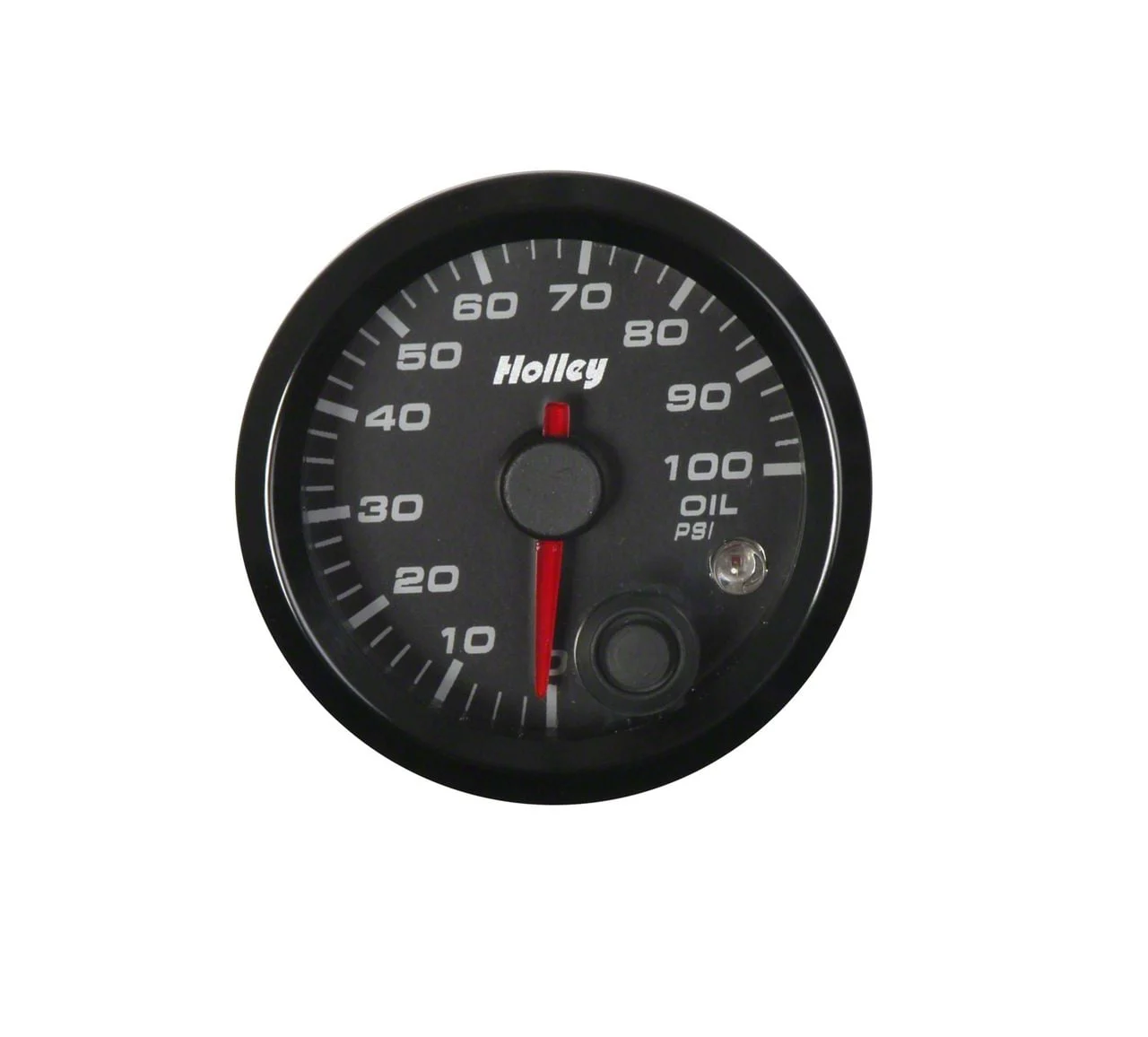 Holley 2-1/16-Inch Analog Style Oil Pressure Gauge; 10 to 100 PSI; Black (Universal; Some Adaptation May Be Required)