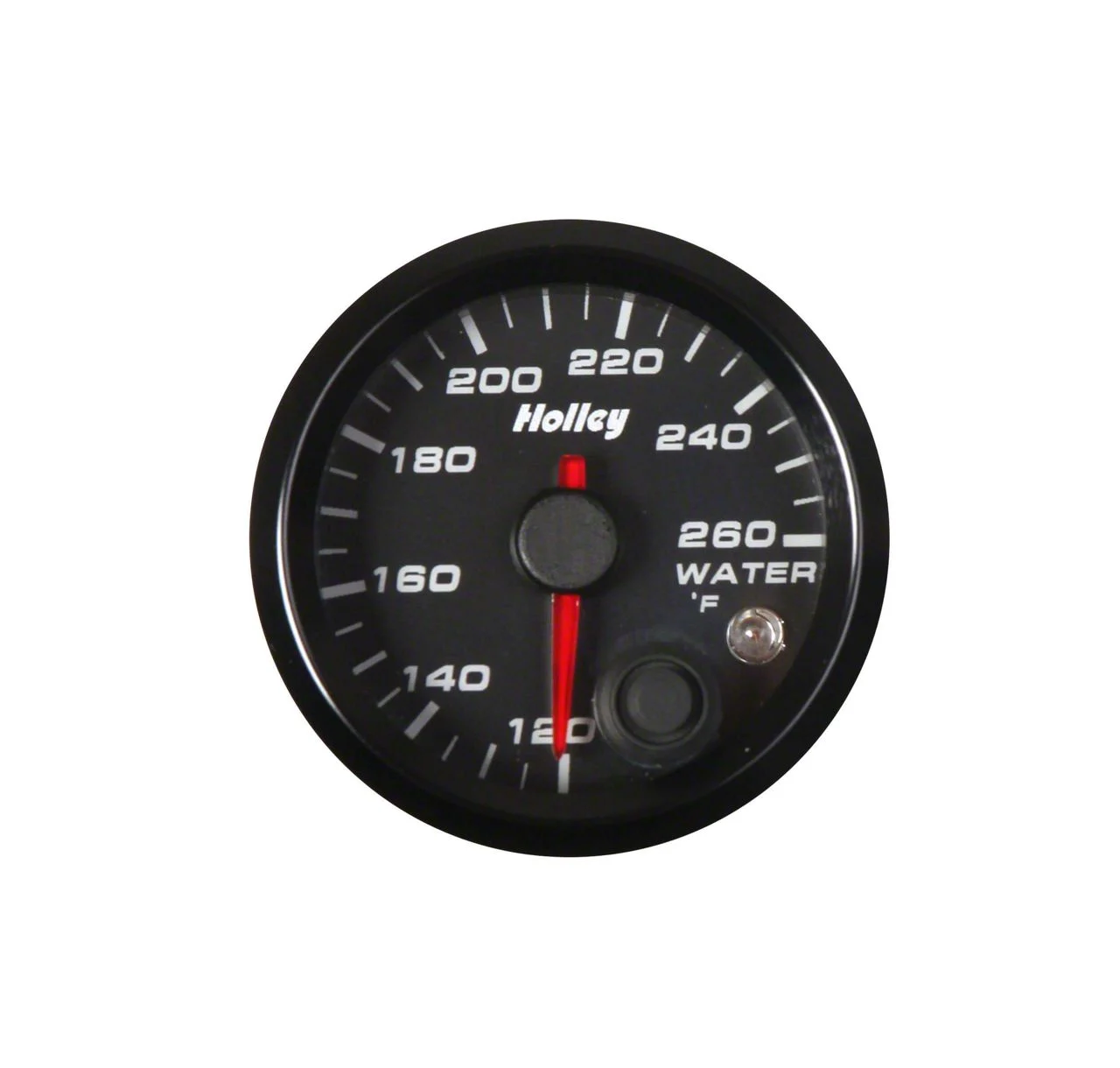 Holley 2-1/16-Inch Analog Style Water Temperature Gauge; Black (Universal; Some Adaptation May Be Required)
