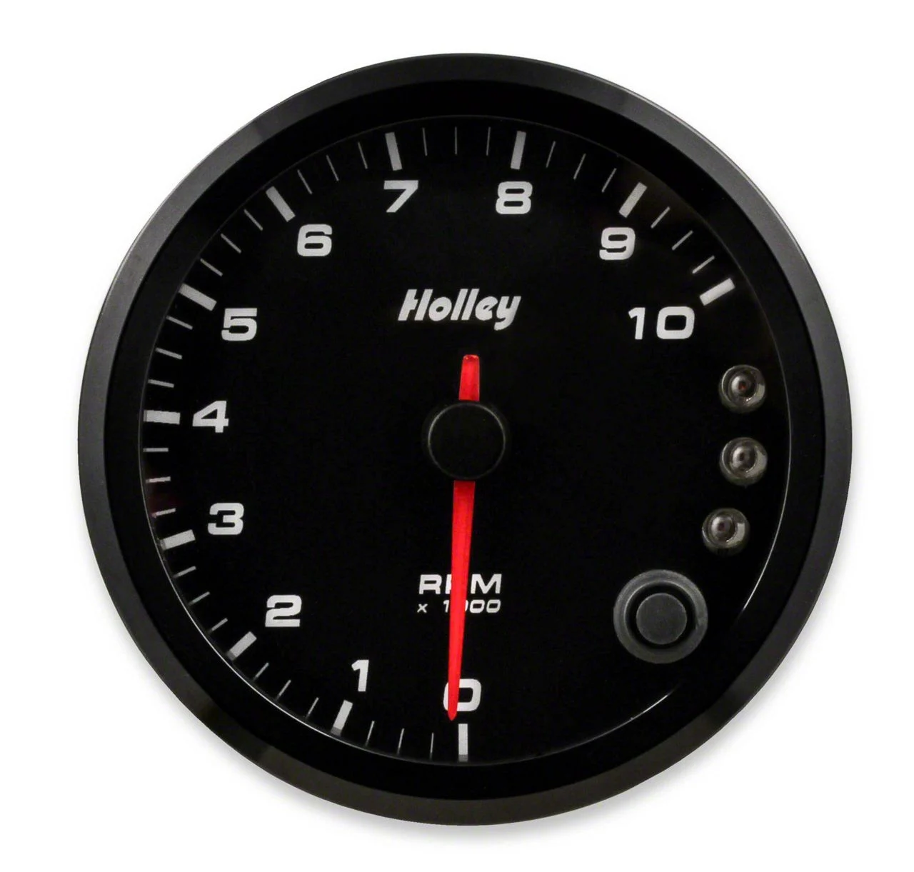 Holley 3-3/8-Inch 10K Tachometer with Shift Light; Black (Universal; Some Adaptation May Be Required)