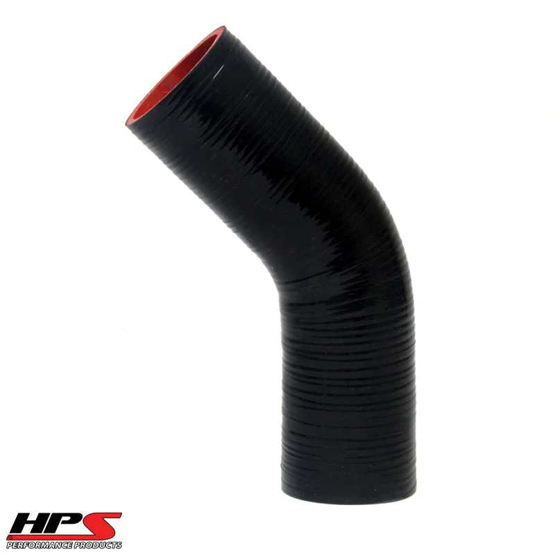 HPS 3.75" ID High Temp 4-ply Reinforced Silicone 45 Degree Elbow Coupler Hose Black (95mm ID)