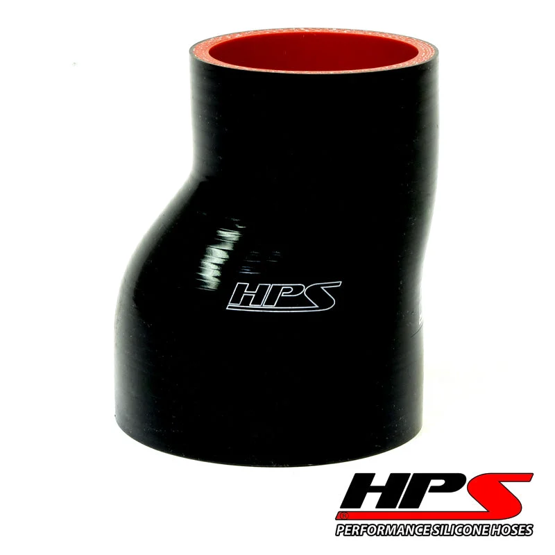 HPS 3" - 3.5" ID , 3" Long High Temp 4-ply Reinforced Silicone Offset Reducer Coupler Hose Black (76mm - 89mm ID x 89mm Length)