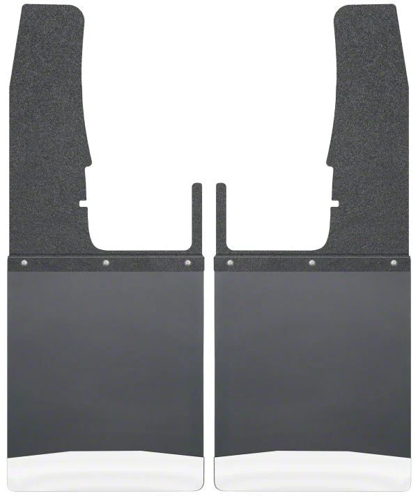 Husky Liners 12-Inch Wide KickBack Mud Flaps; Front; Textured Black Top and Stainless Steel Weight (09-18 RAM 2500)