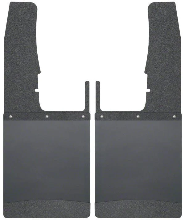 Husky Liners 12-Inch Wide KickBack Mud Flaps; Front; Textured Black Top and Weight (09-18 RAM 3500)