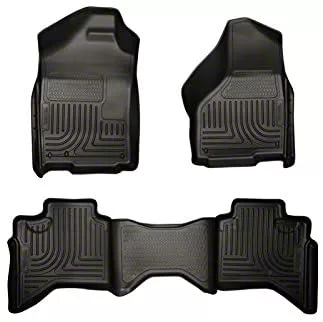 Husky Liners WeatherBeater Front and Second Seat Floor Liners; Black (03-09 RAM 3500 Quad Cab)
