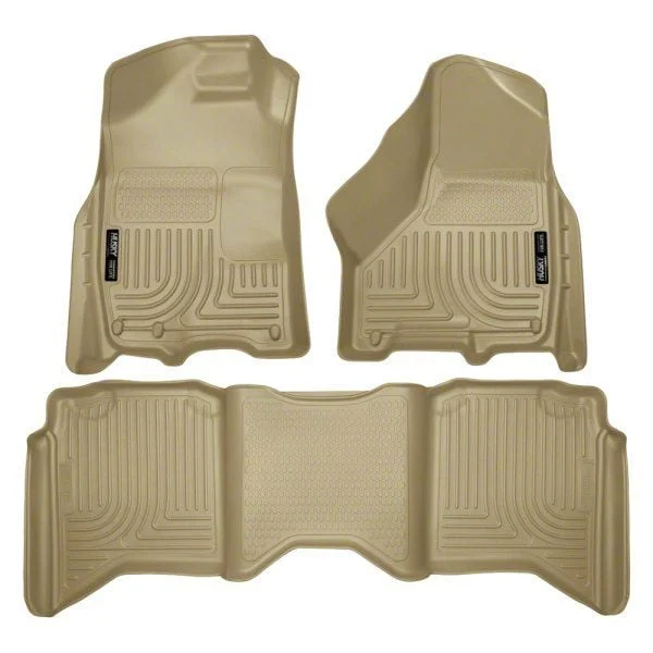Husky Liners WeatherBeater Front and Second Seat Floor Liners; Tan (10-18 RAM 3500 Crew Cab)