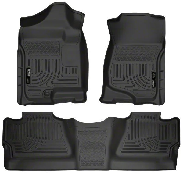 Husky Liners WeatherBeater Front and Second Seat Floor Liners; Footwell Coverage; Black (07-14 Silverado 2500 HD Crew Cab)