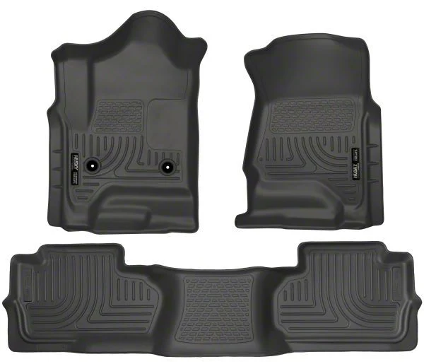 Husky Liners WeatherBeater Front and Second Seat Floor Liners; Footwell Coverage; Black (15-19 Silverado 2500 HD Double Cab)