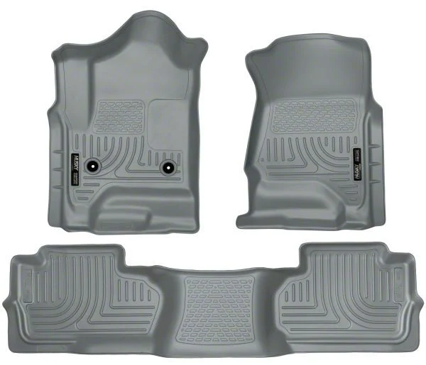 Husky Liners WeatherBeater Front and Second Seat Floor Liners; Footwell Coverage; Gray (15-19 Silverado 2500 HD Double Cab)