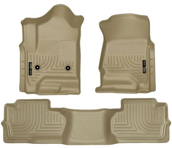 Husky Liners WeatherBeater Front and Second Seat Floor Liners; Footwell Coverage; Tan (15-19 Silverado 2500 HD Double Cab)
