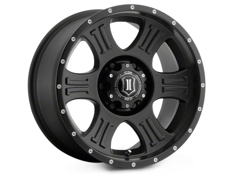 ICON Alloys Shield Satin Black 6-Lug Wheel; 17x8.5; 0mm Offset (19-26 Silverado 1500)
