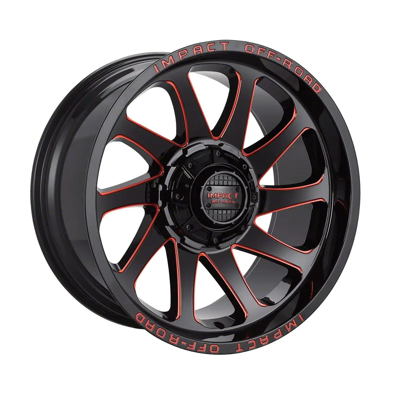 Impact Wheels 825 Gloss Black and Red Milled 6-Lug Wheel; 20x10; -12mm Offset (15-20 Tahoe)