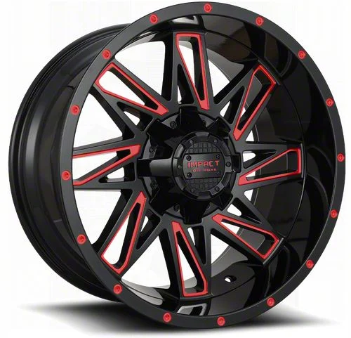 Impact Wheels 814 Gloss Black and Red Milled 6-Lug Wheel; 18x9; 0mm Offset (21-24 Tahoe)
