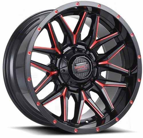 Impact Wheels 819 Gloss Black and Red Milled 6-Lug Wheel; 20x10; -12mm Offset (21-26 Tahoe)