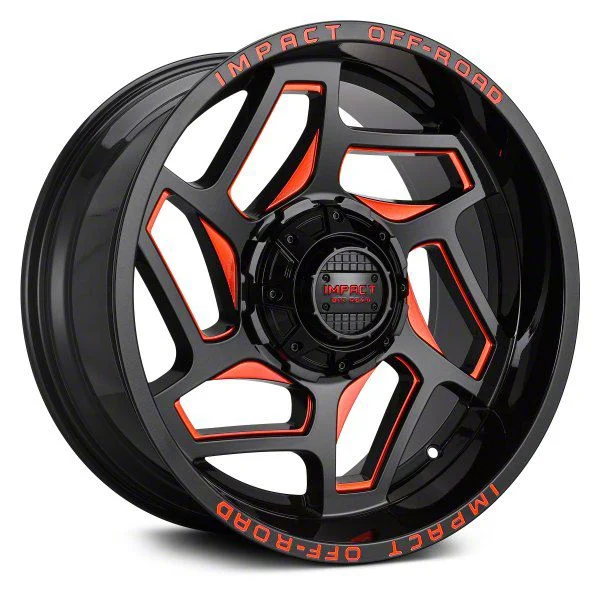 Impact Wheels 826 Gloss Black and Red Milled 6-Lug Wheel; 20x10; -12mm Offset (21-26 Tahoe)