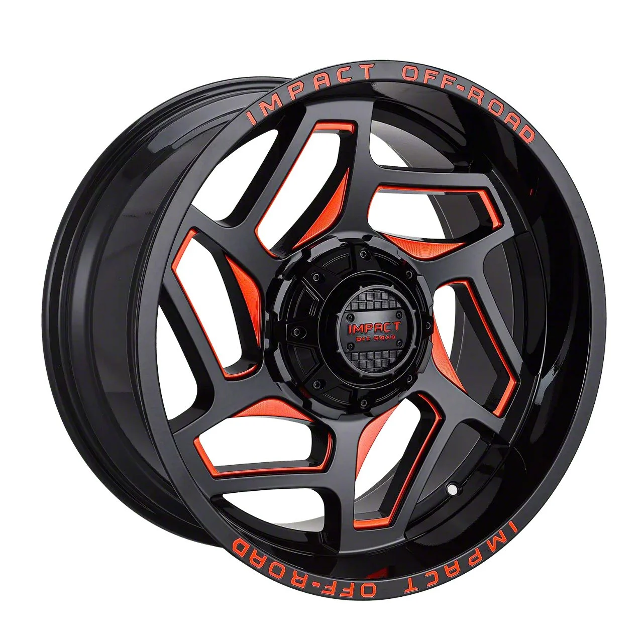 Impact Wheels 826 Gloss Black and Red Milled 6-Lug Wheel; 22x12; -44mm Offset (21-26 Tahoe)