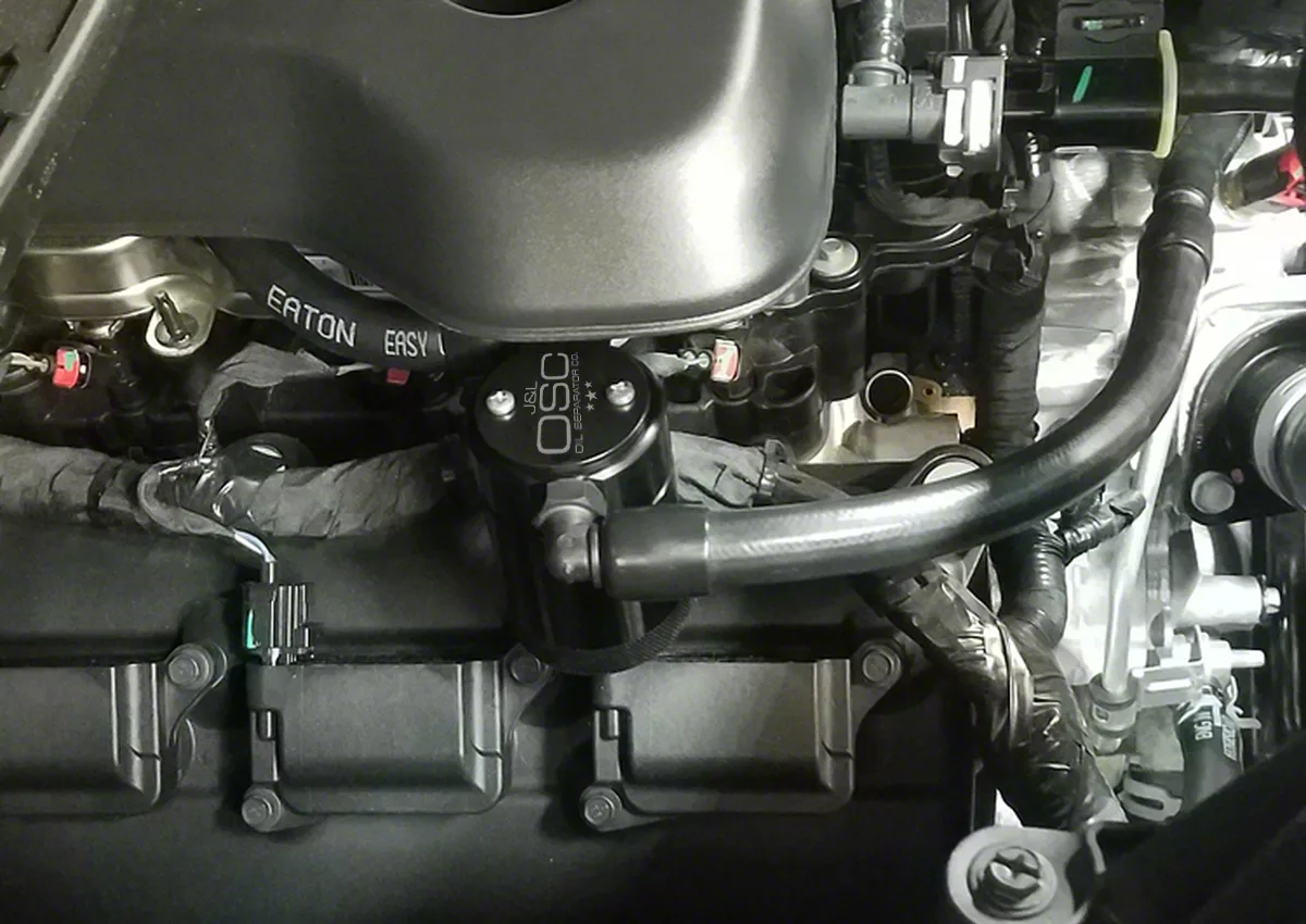 J&L 3.0 Oil Separator; Black Anodized; Passenger Side (19-24 5.7L RAM 1500)