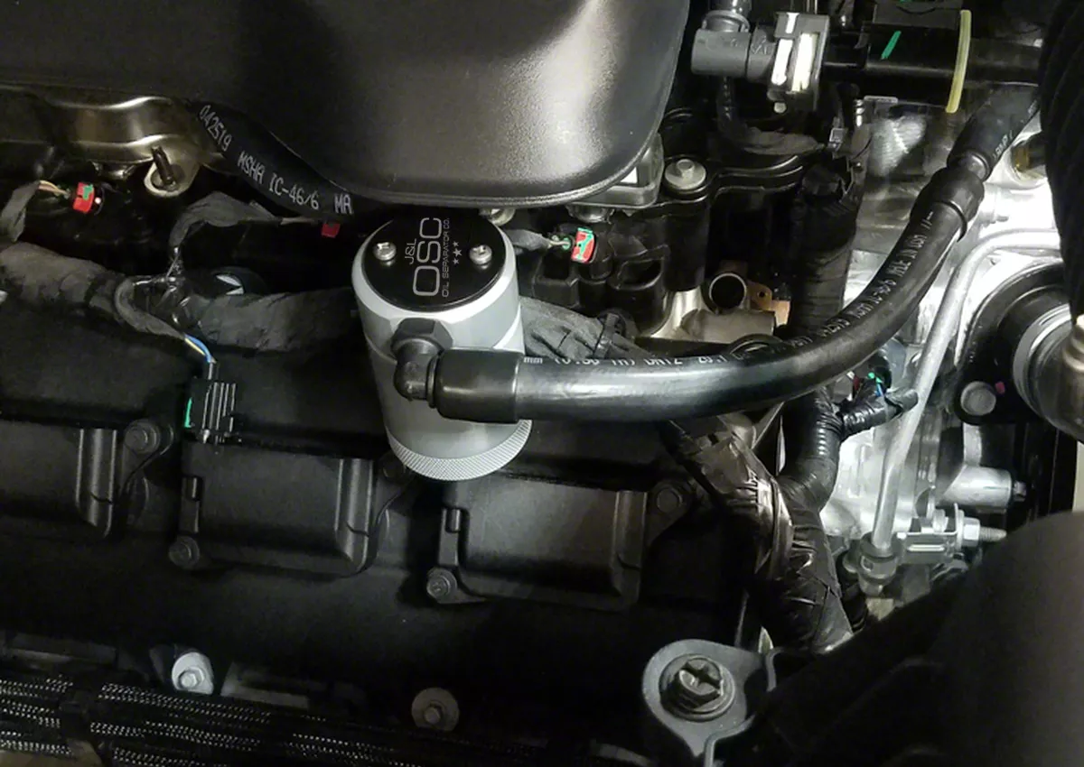 J&L 3.0 Oil Separator; Clear/Satin Anodized; Passenger Side (19-24 5.7L RAM 1500)