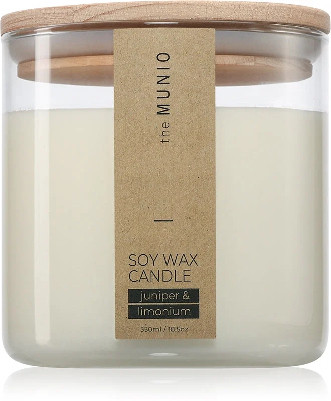 The Munio Juniper & Limonium candela profumata con stoppino in legno con stoppino in legno 550 ml
