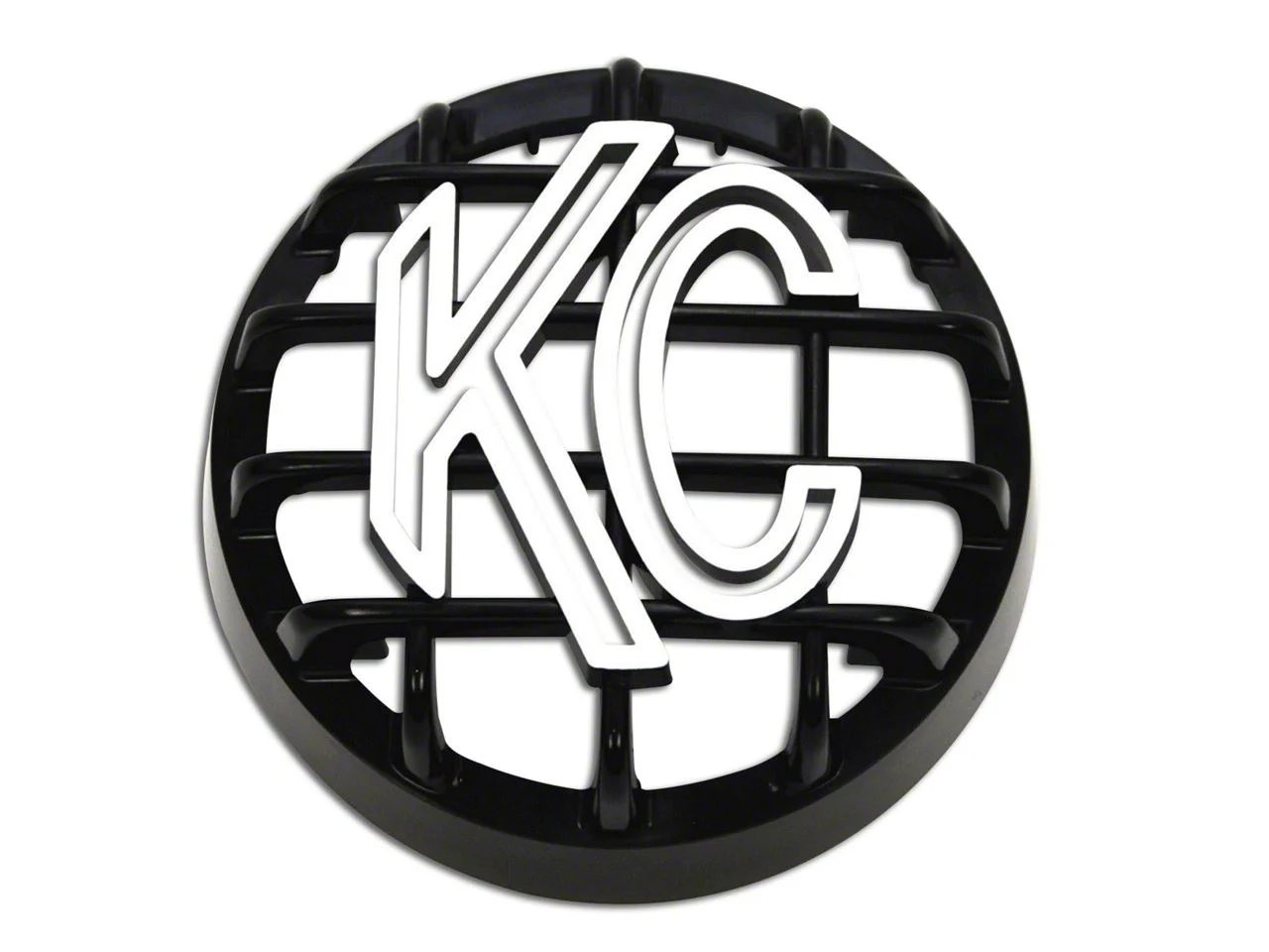 KC HiLiTES 4-Inch Rally 400 Round Light Stone Guard; Black with White KC Logo
