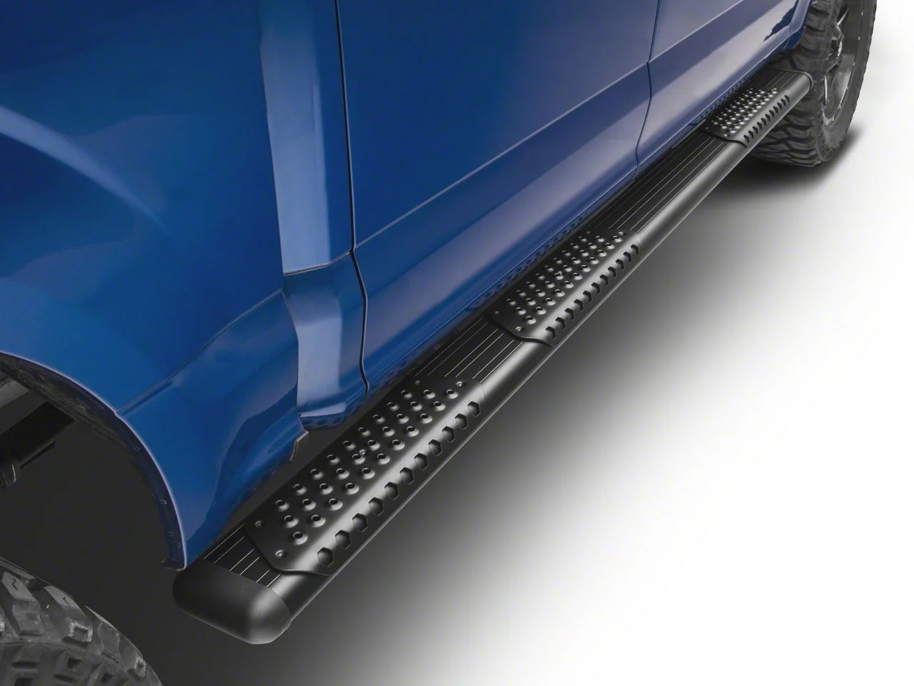 O-Mega II 6-Inch Wheel-to-Wheel Oval Side Step Bars; Textured Black (15-26 F-150 SuperCrew w/ 5-1/2-Foot Bed)