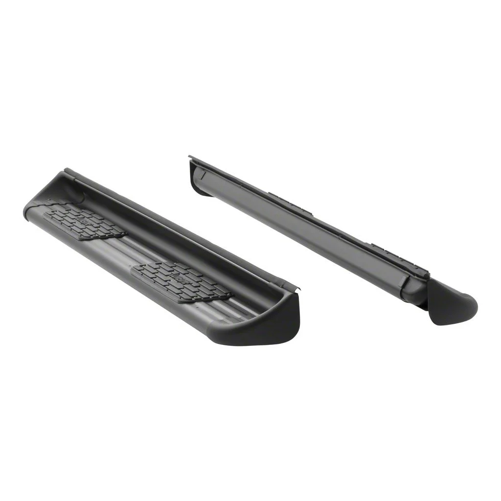 Stainless Side Entry Running Boards; Rocker Mount; Textured Black (07-13 Sierra 1500 Crew Cab)