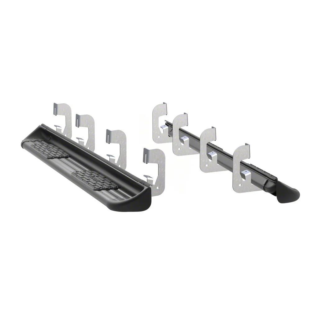 Stainless Side Entry Running Boards; Rocker Mount; Textured Black (14-18 Sierra 1500 Crew Cab)